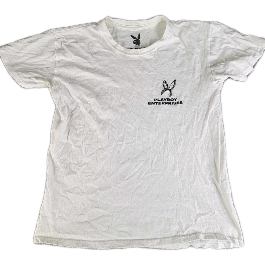 Playboy Official Play Boy Spell Out Logo Men's White T-Shirt Medium M Cotton gallery