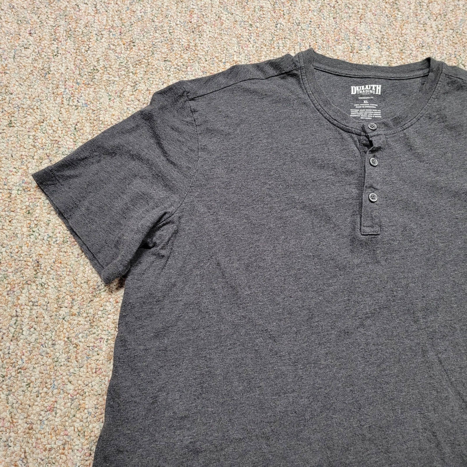 Duluth Trading Co Shirt Mens XL Gray Henley Organic Cotton Short Sleeve Work gallery