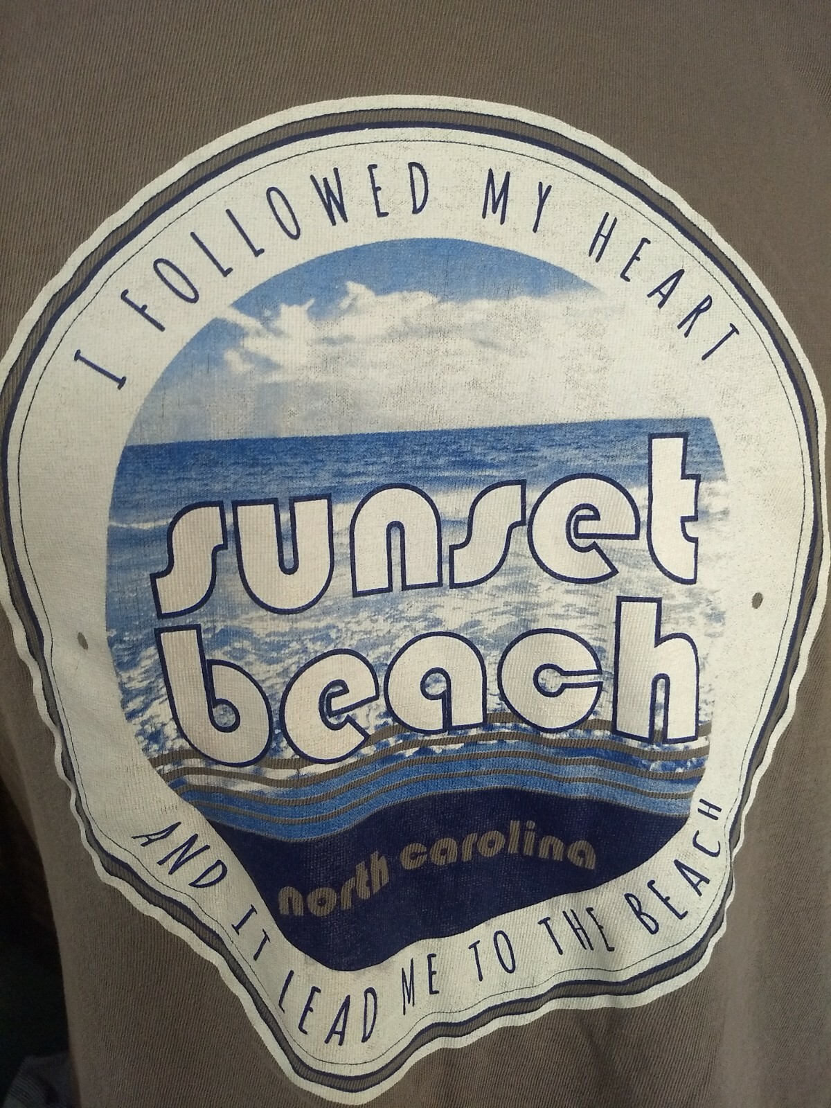 SUNSET BEACH North Carolina T Shirt Light Brown Adult L 100% Cotton DMR Sport SS gallery