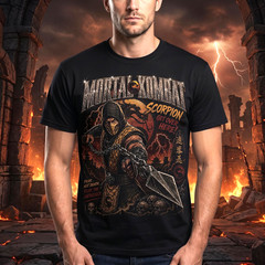 M Kombat Scorpion Vintage Bootleg Graphic Tee Shirt Fullsize S-5XL