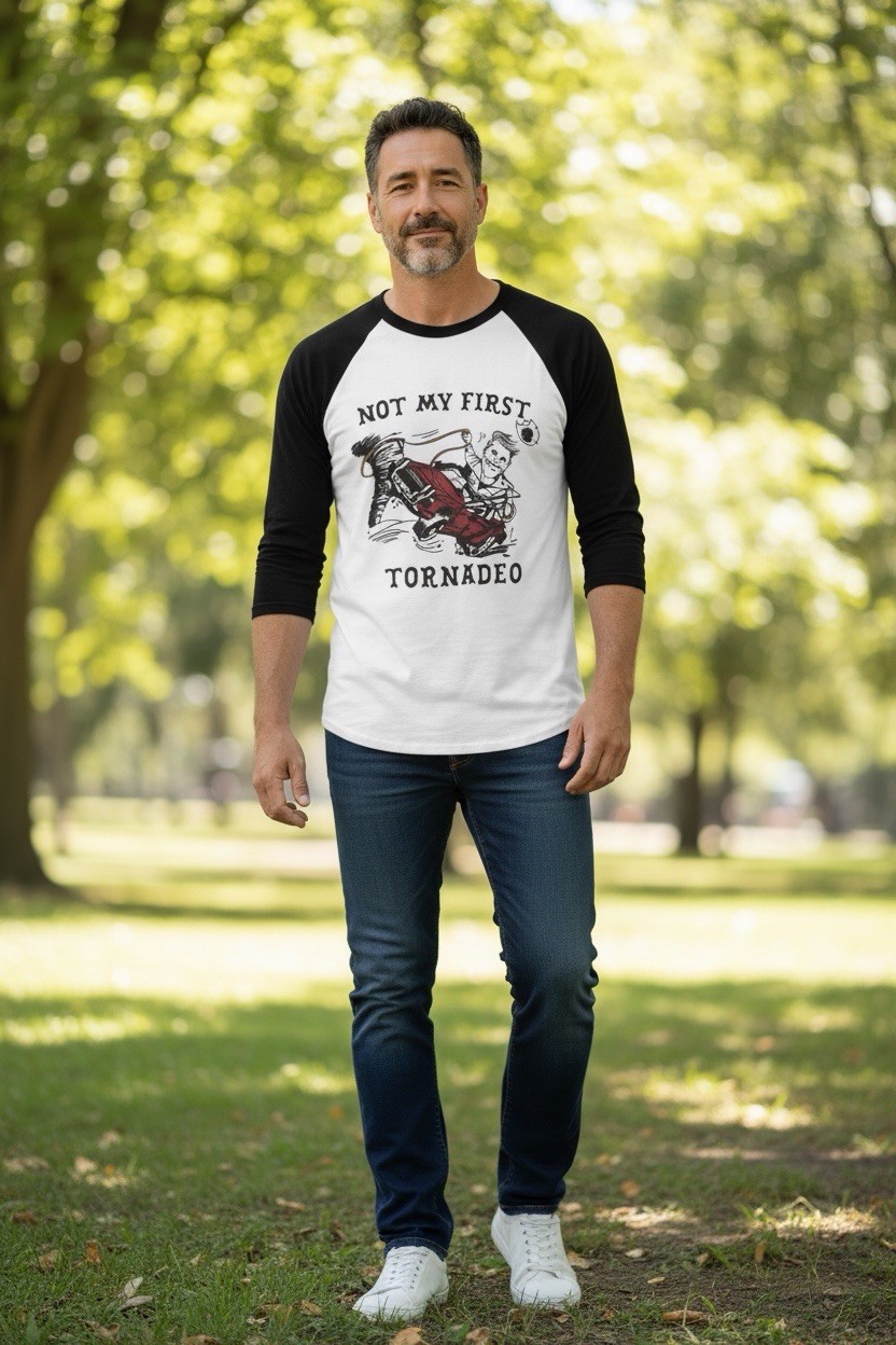 Handmade Men's White/Black Graphic Crew Neck 3/4 Sleeve Cotton Raglan T-Shirt XL gallery