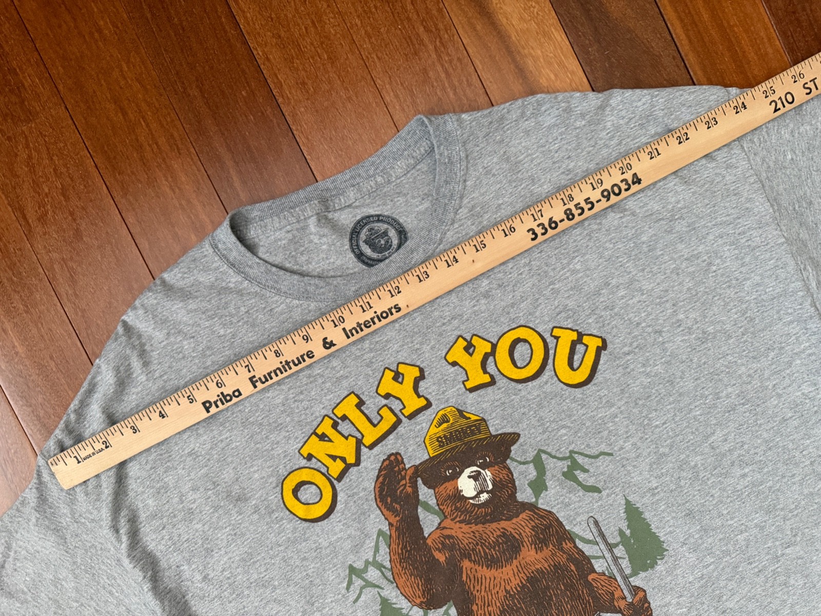 Smokey The Bear ONLY YOU Forest Fire Prevention T-Shirt Gray Short Sleeve 2XL gallery