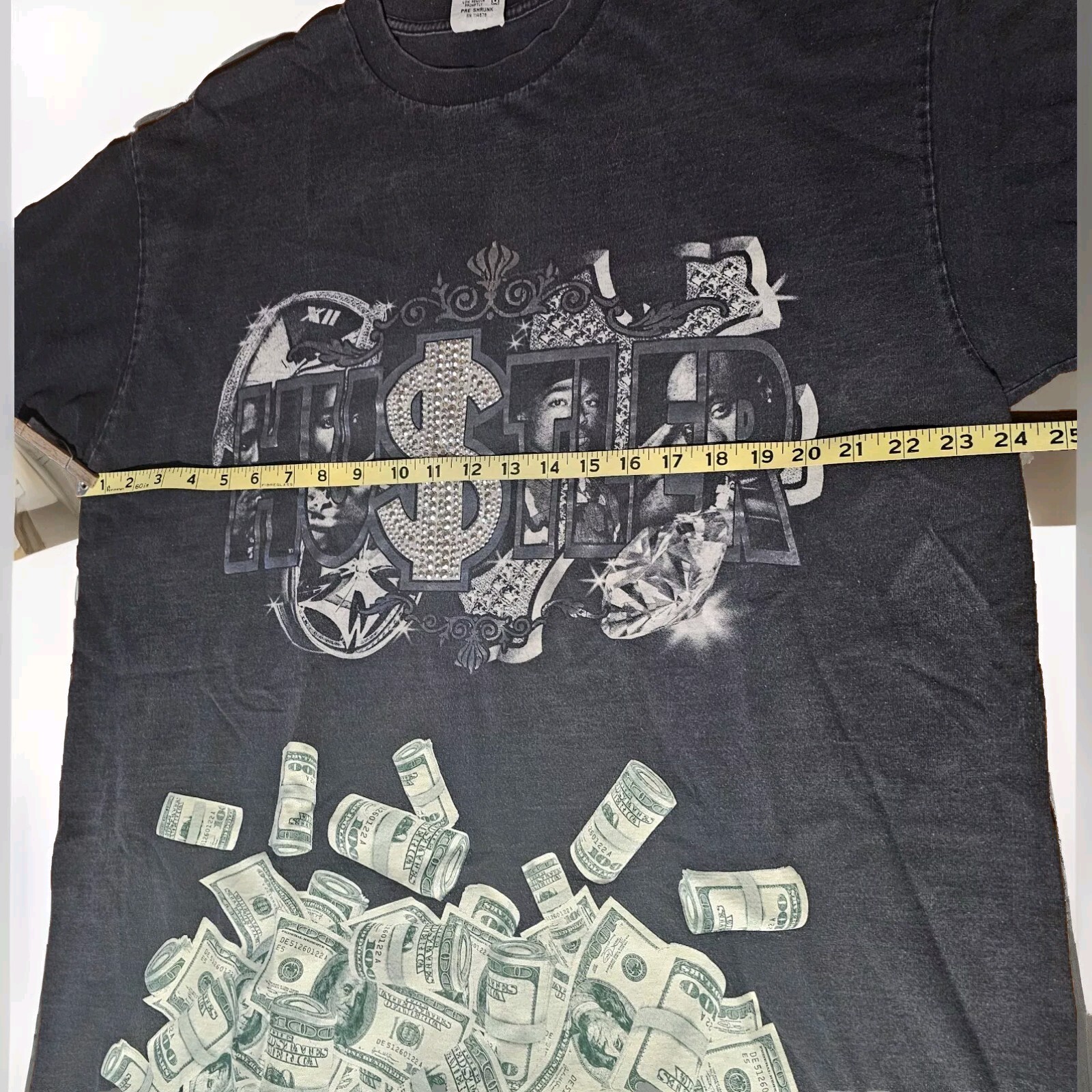 Vtg Y2K Hustler Tupac Studded Embellished Money Hip Hop Rap T-Shirt SZ Men 2XLT gallery