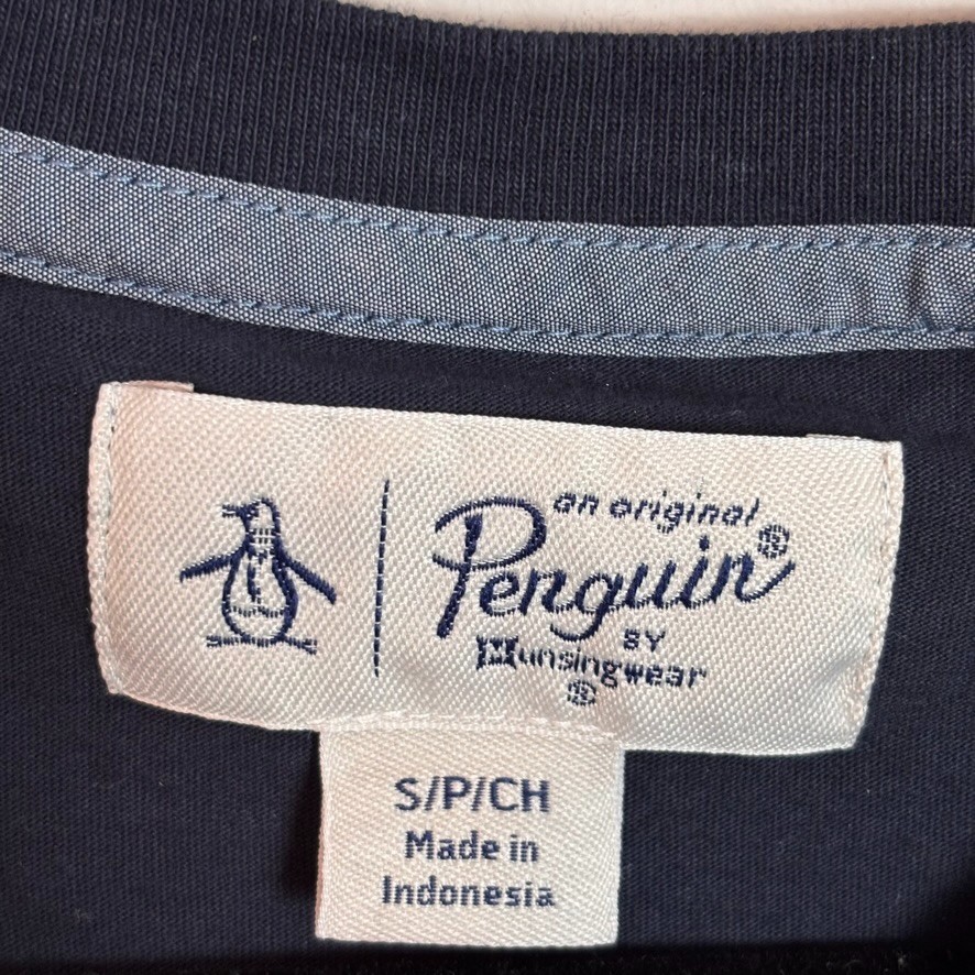 Original Penguin Mens Jersey Earl Tape Tipped Tee Navy Blue Small Classic Preppy gallery