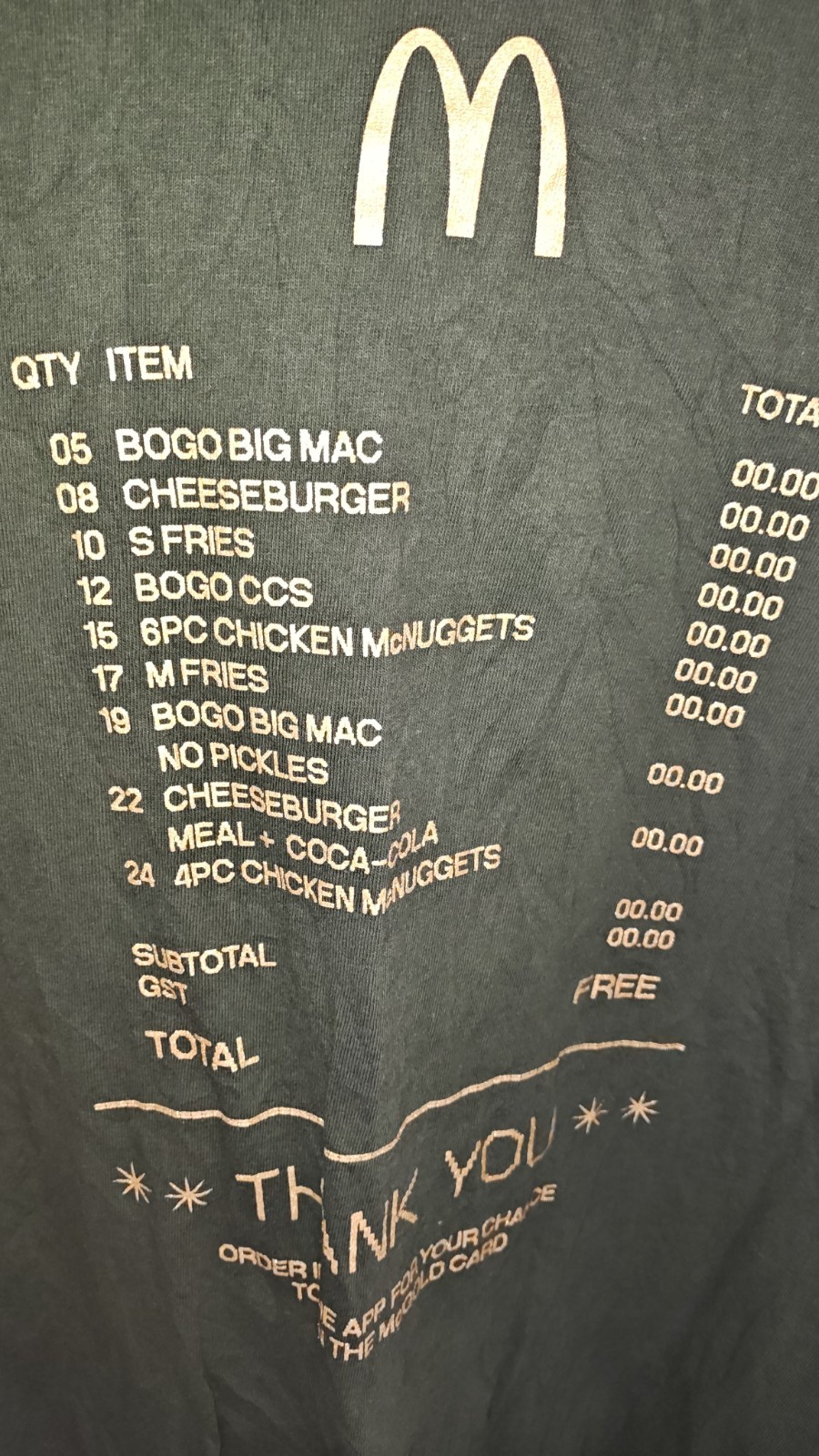 McDonald's McGold Card Receipt Thank You Employee T-Shirt - Size XL gallery