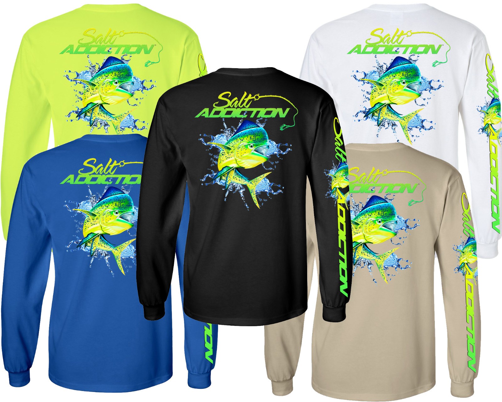 Salt Addiction Saltwater Dolphin Fishing Long Sleeve T Shirt Mahi Mahi Cotton gallery