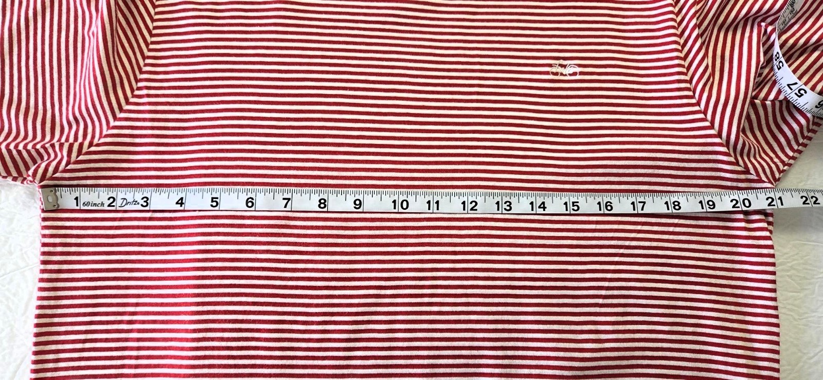 Denim & Flower Ricky Singh Men's Red & White Stripe Logo Striped T-Shirt Size L gallery