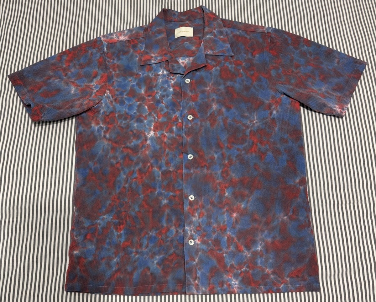 Aime Leon Dore ALD Tie Dye Leisure Club Shirt Blue/Red Seersucker Sz S Small gallery
