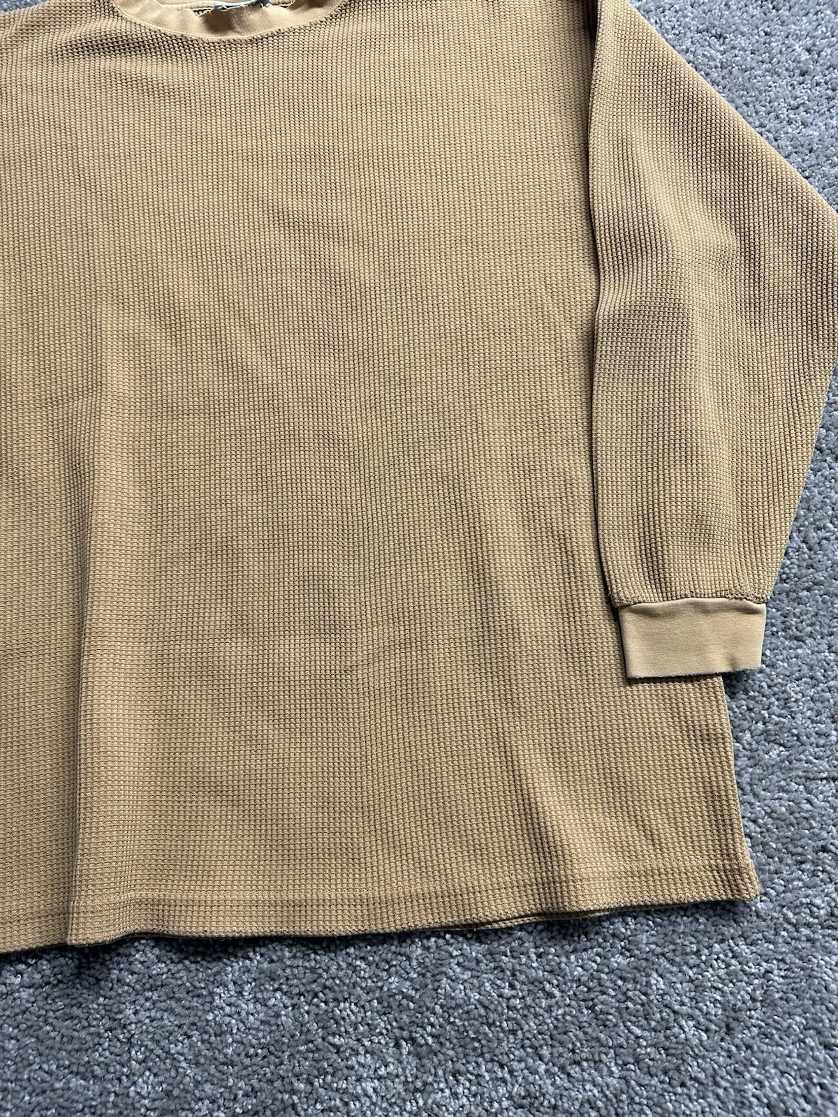Y2K 2000s RussoWear Heavy Duty Crewneck Thermal Long Sleeve Orange/Brown XXL 2XL gallery