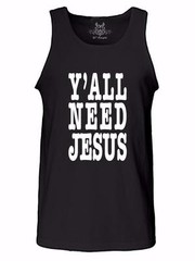 NEW MEN PRINTED Y’ALL NEED JESUS CHRISTIAN THEME LOVE GOD CROSS BIBLE TANK TOP