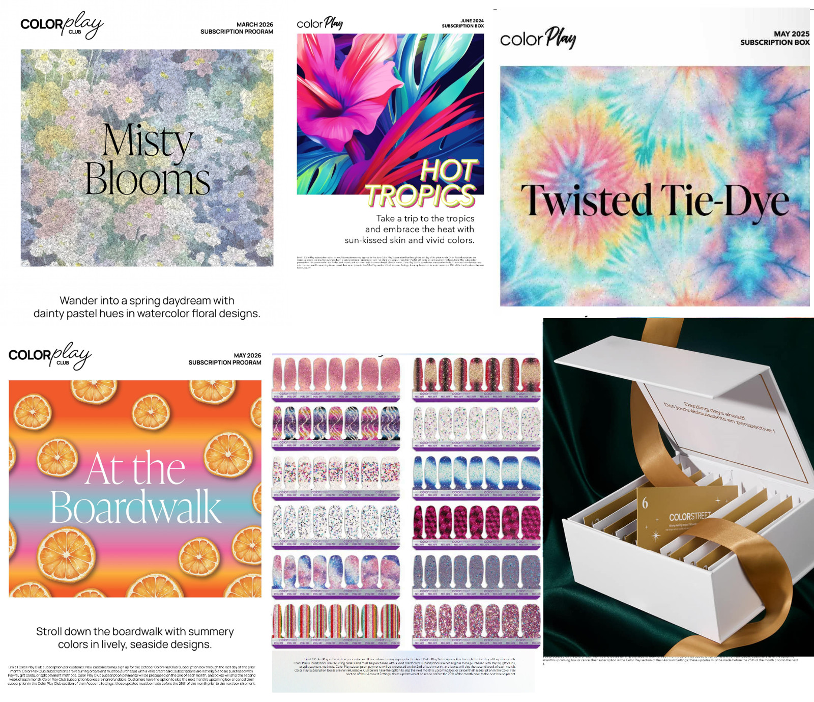 🎨🖌COLOR PLAY SUBSCRIPTION BOX + COLOR STREET ADVENT CALENDAR SETS +MANI CHARMS
