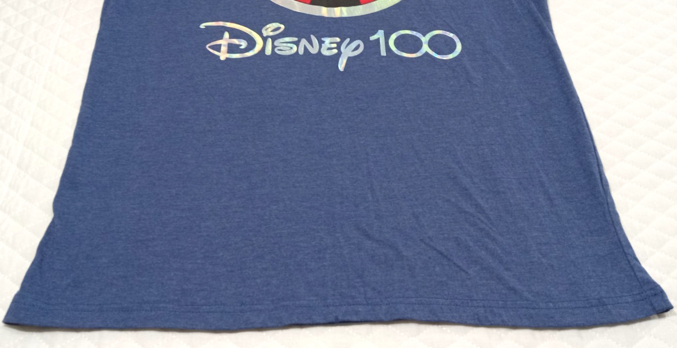 Disney Mickey Mouse Men's Large T-Shirt 100 Years Of Wonder Logo Heather Blue gallery