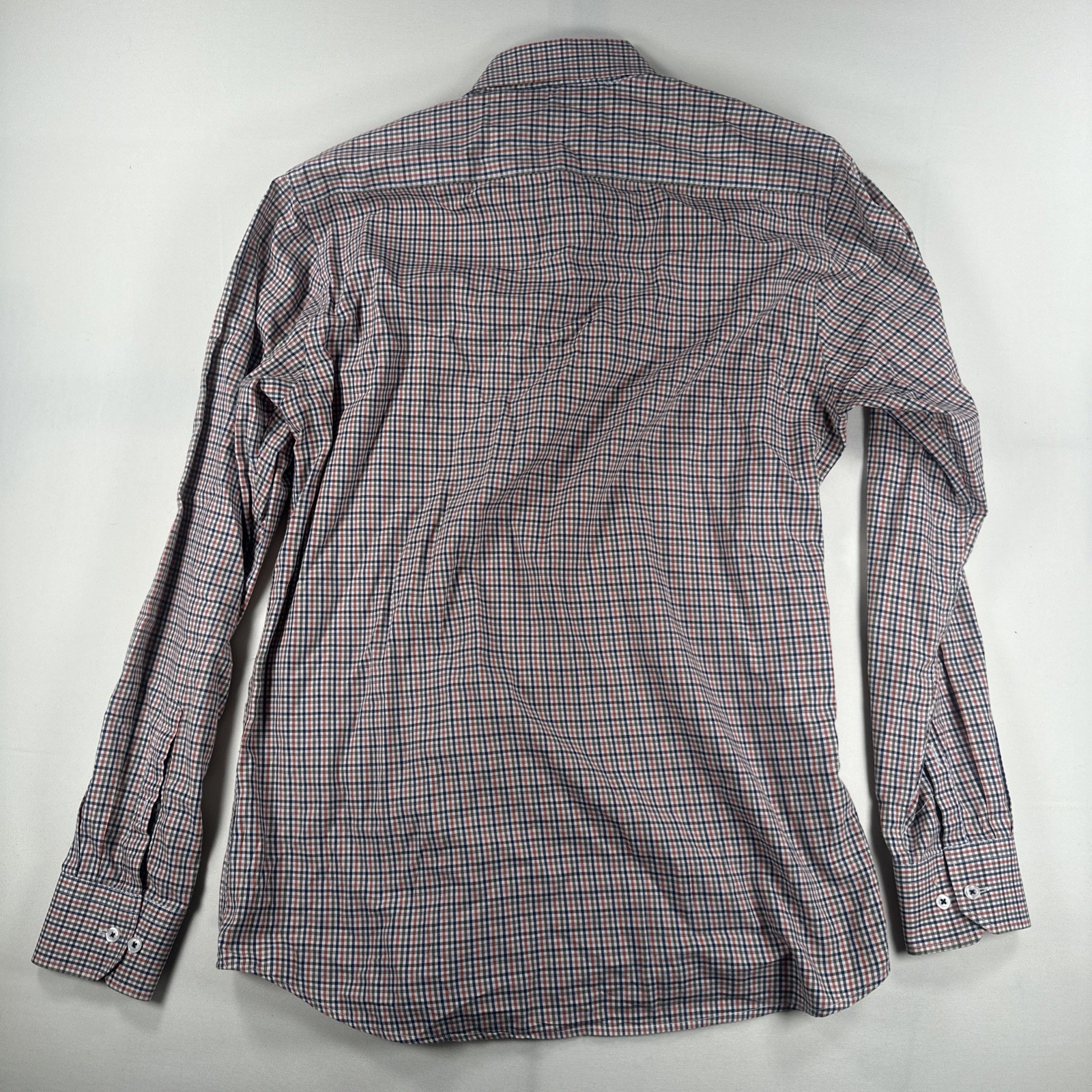 Neiman Marcus Plaid Men's Button Down Dress Shirt Medium M Trim Fit gallery