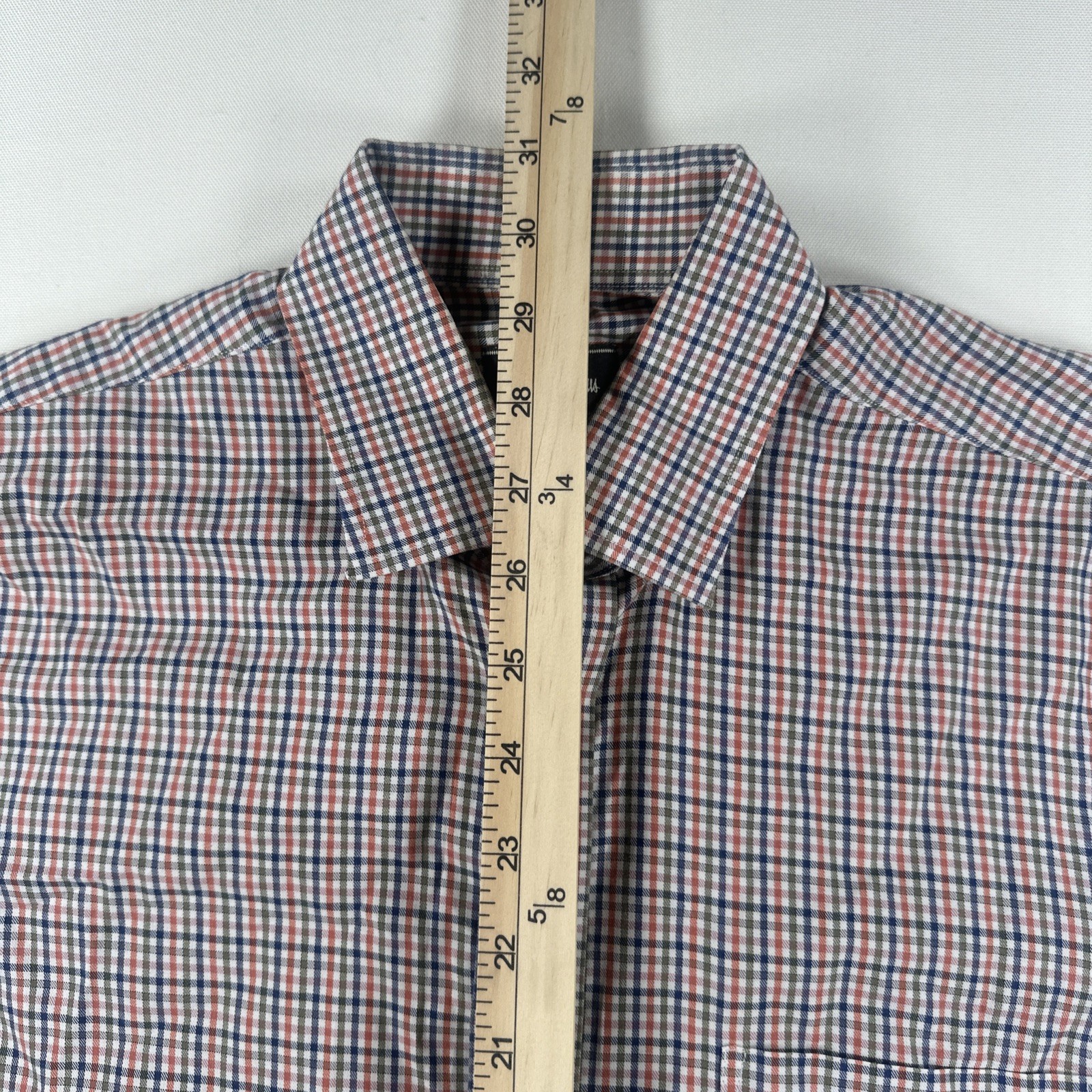Neiman Marcus Plaid Men's Button Down Dress Shirt Medium M Trim Fit gallery