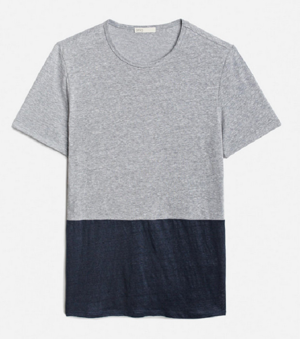 Onia Chad Color Block Tee, Medium Heather Gray Deep Navy , Size M gallery