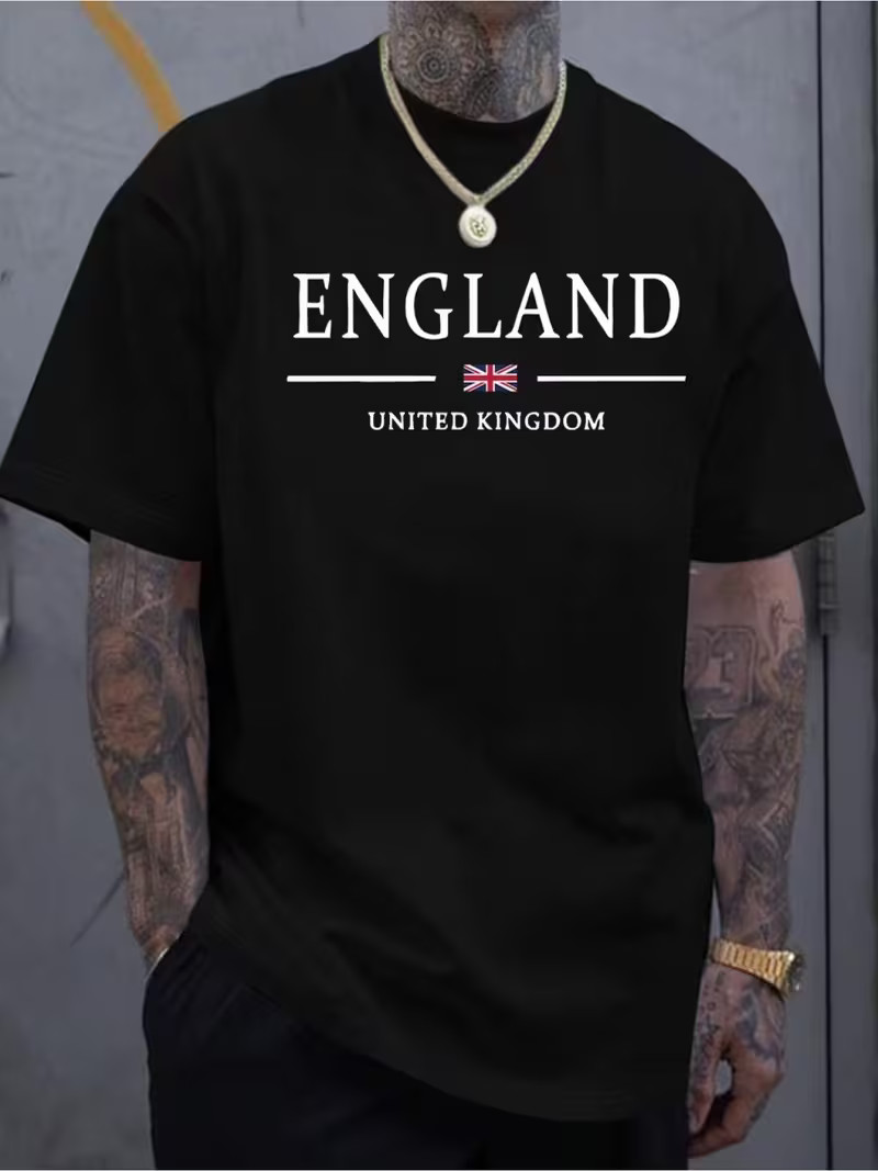 Men’s England UK Union Jack Flag T Shirt Cotton Patriotic Graphic Print Tee