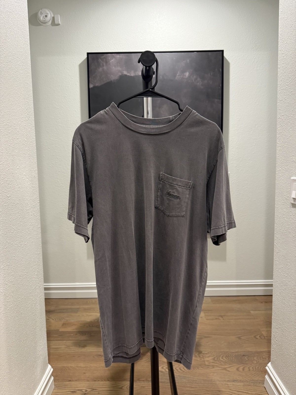 Supreme Overdyed Pocket Tee Washed Dark Gray Distressed Size Large L