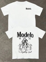 Modelo Graphic Print Men’s 100% Cotton T-Shirt, Casual Sports Style Top T-Shirt