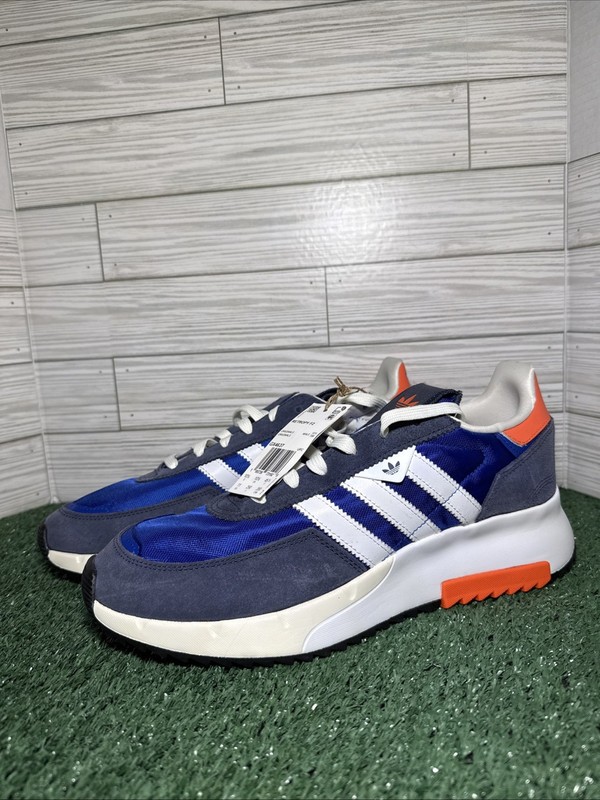 Adidas Originals Retropy F2 Sneakers, Men’s Size 11, Blue White Orange (GX4637)