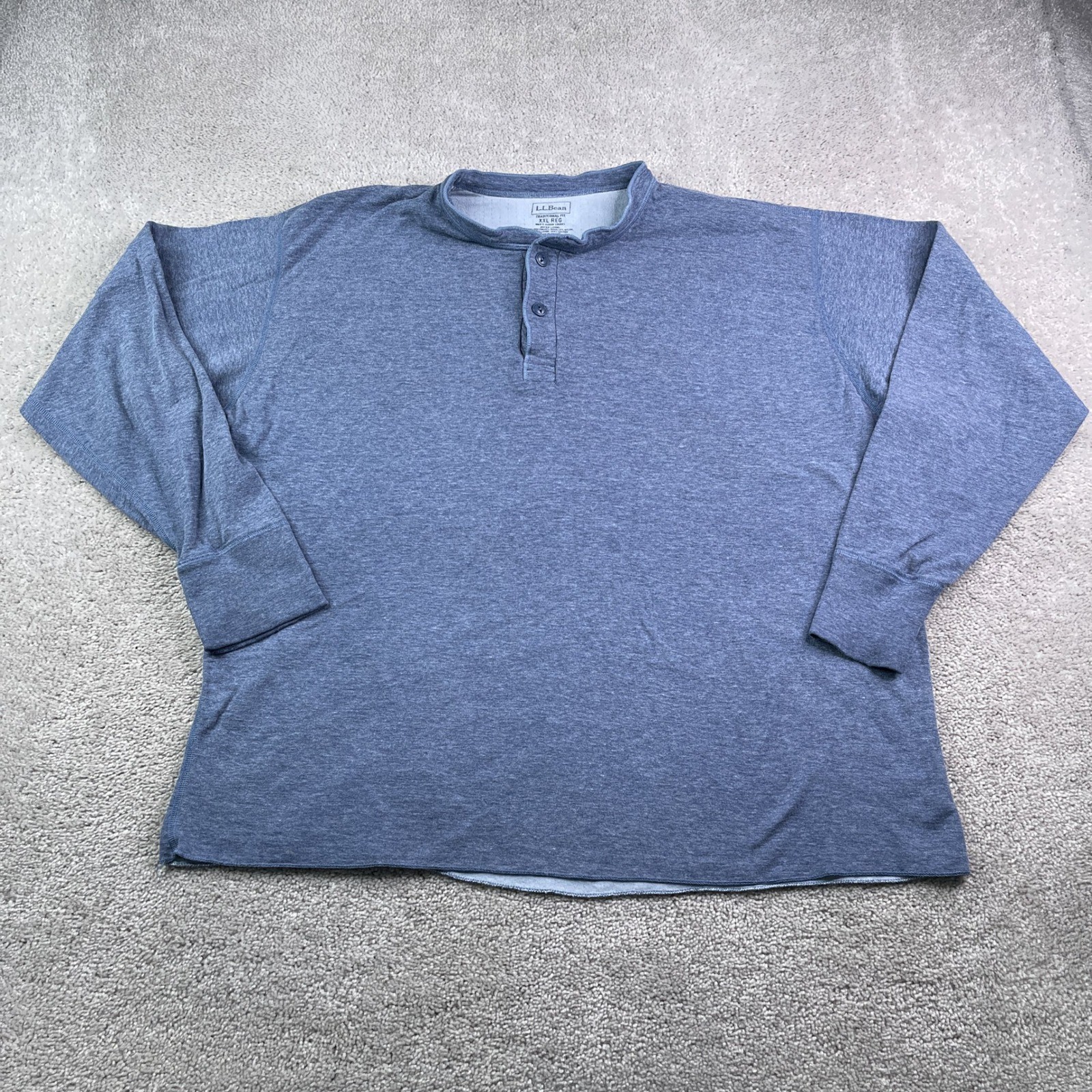 LL Bean Shirt Mens XXL Blue River Driver Henley Wool Blend Thermal Outdoor Top gallery