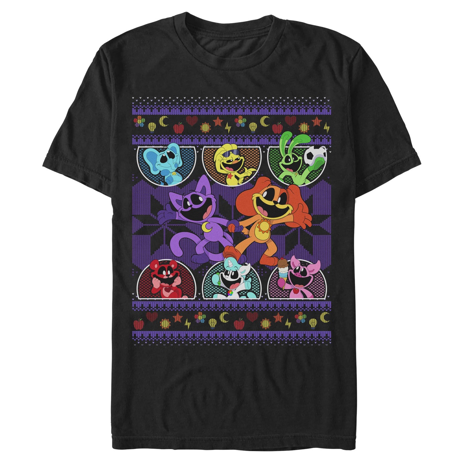 Men's Poppy Playtime Ugly Sweater Smiling Critters T-Shirt gallery