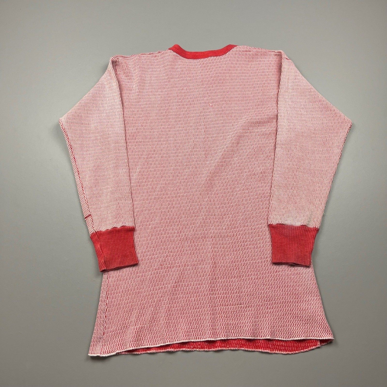 Hanes Thermal Shirt Mens L/XL Red White Waffle Knit Long Sleeve VTG 70s 2-Tone gallery