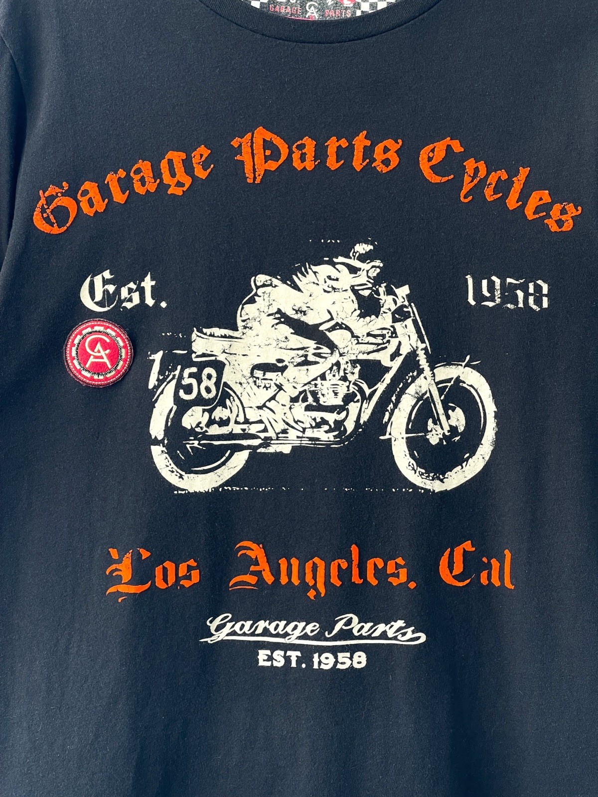 Christian Audigier Men's T-Shirt Black Biker Garage Parts Motorcycle Y2K Size M gallery