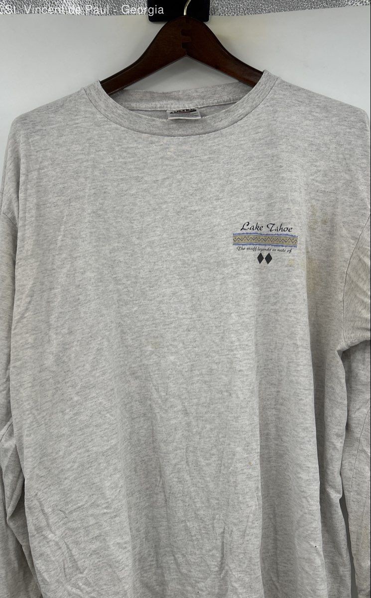 Tultex Vintage Lake Tahoe Long Sleeve Tee Shirt Men's XL Gray FLAW gallery