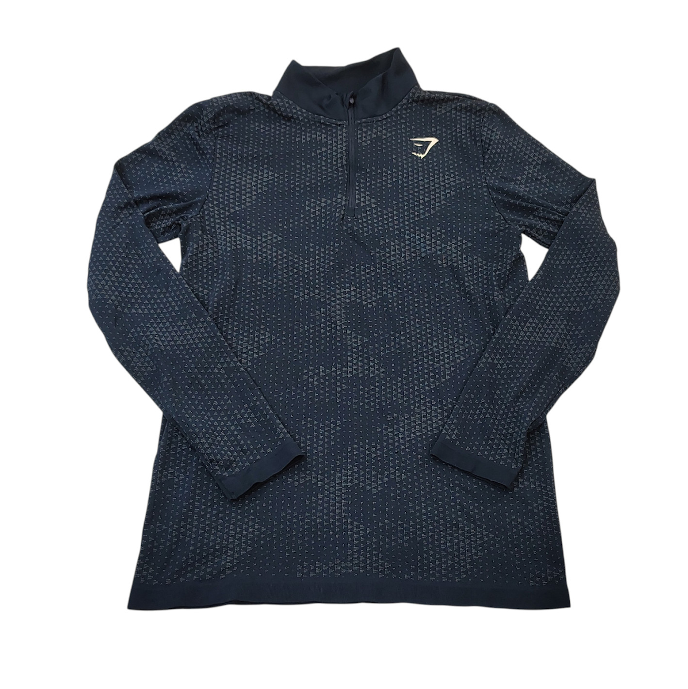 Gymshark 1/4 Zip Shirt Men Small Pullover Long Sleeve Training Gym Blue Camo gallery
