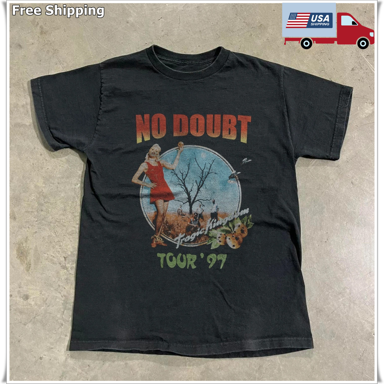 No Doubt Tragic Kingdom 1997 Tour T-shirt, Unisex Black T-shirt, Size S-5XL gallery
