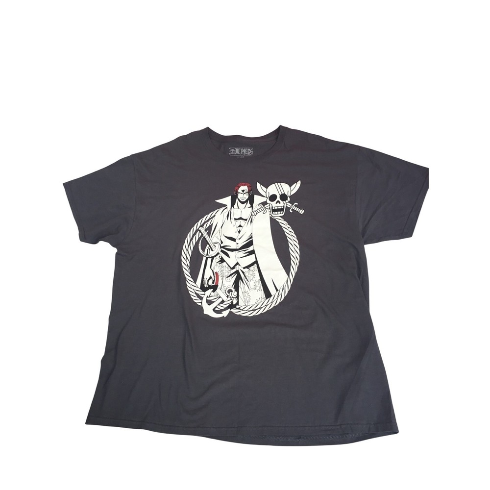 One Piece Red Haired Shanks Graphic T-Shirt Mens XXL Black Toei Animation Anime