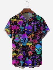 Mens Button Down Shirts Fire Flames Printed Summer Tops Novelty Ugly Gag Gifts