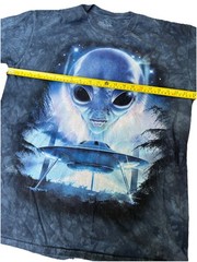 THE MOUNTAIN Alien UFO Graphic Tee Mens L 2013 Blue Acid Wash Shirt
