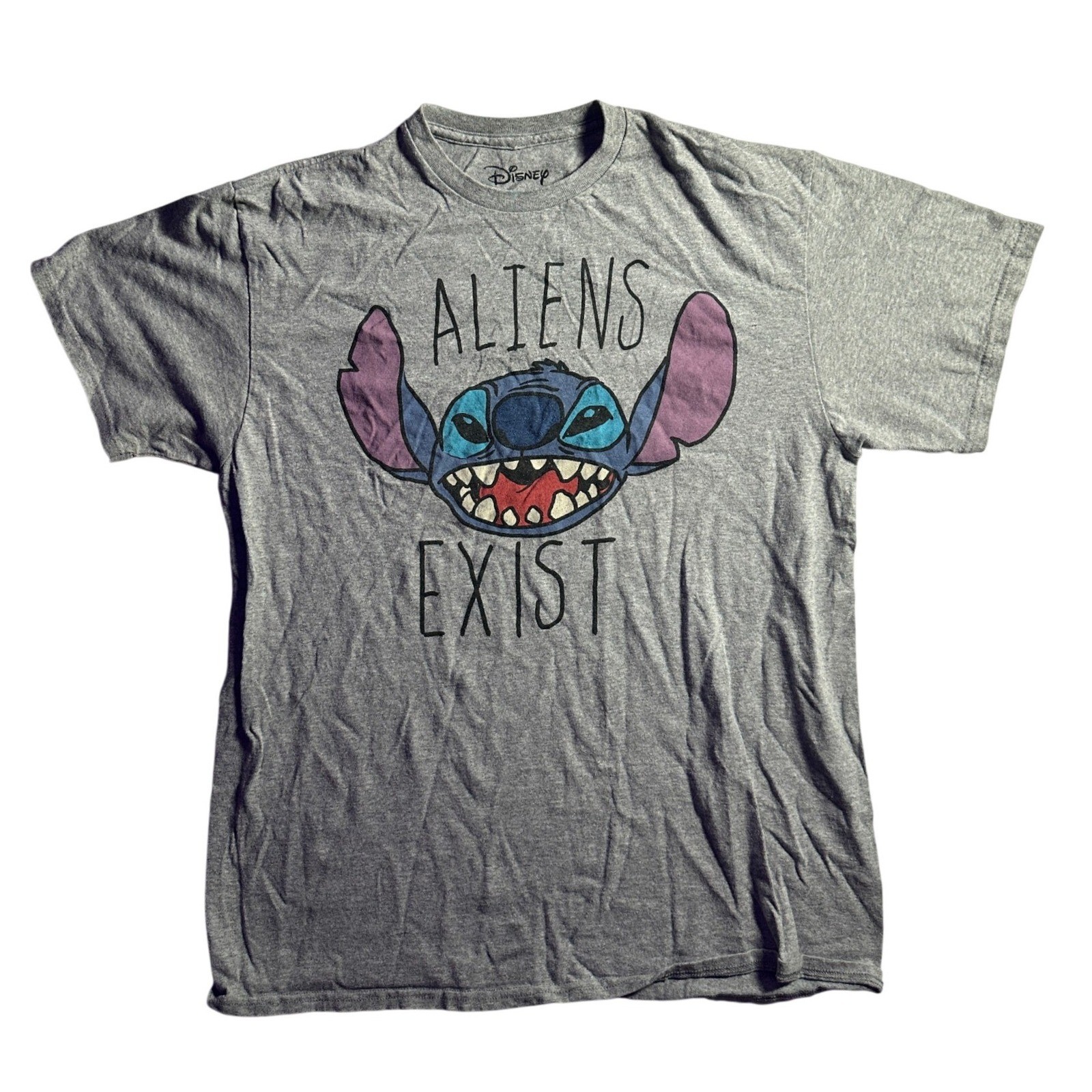 Disney Lilo & Stitch Aliens Exist Shirt Mad Engine Gray Large Stitch Face gallery