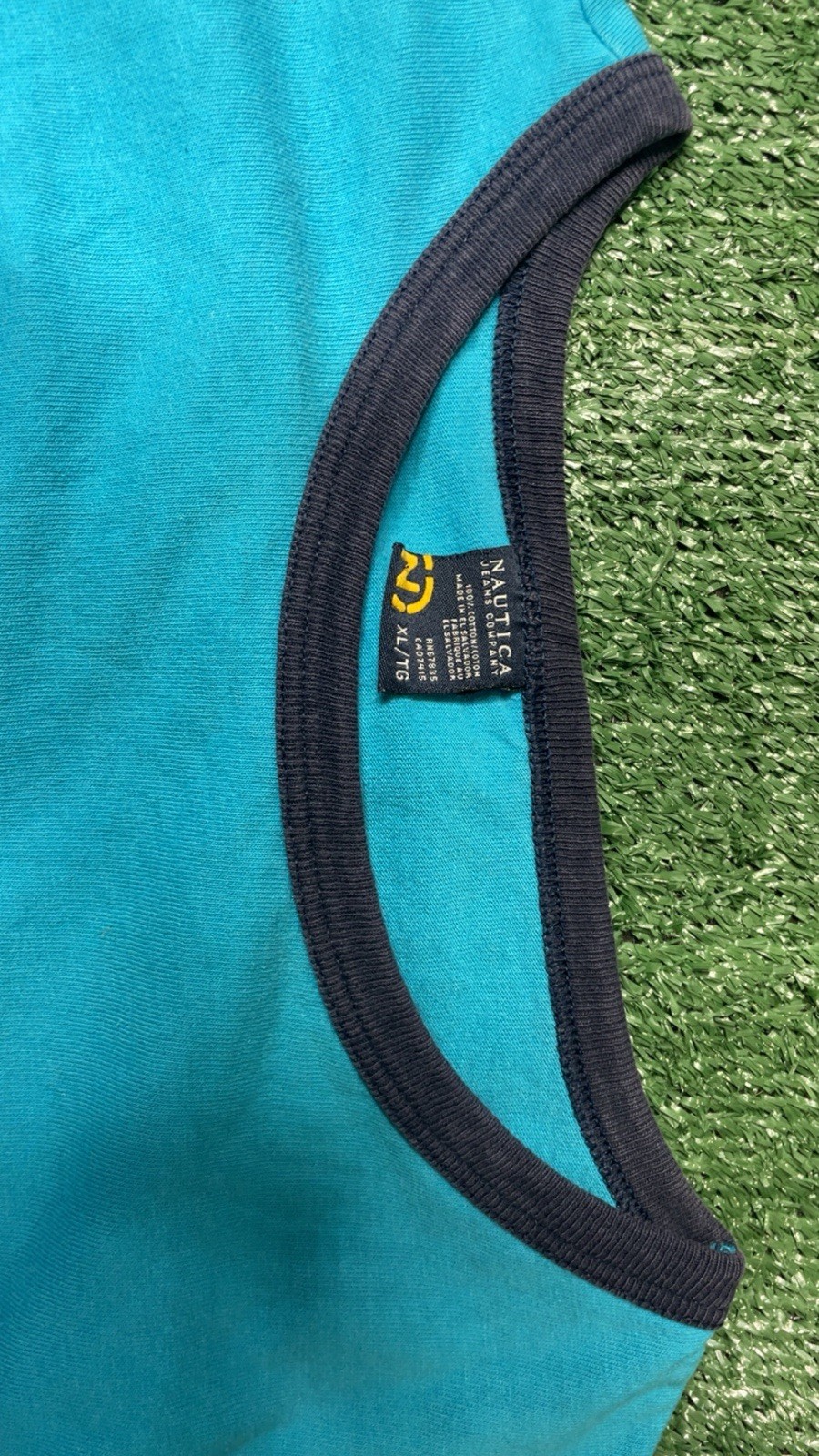 Nautica Jeans Co. Men’s Blue Ringer Logo Crew Neck Short Sleeve T-Shirt XL gallery