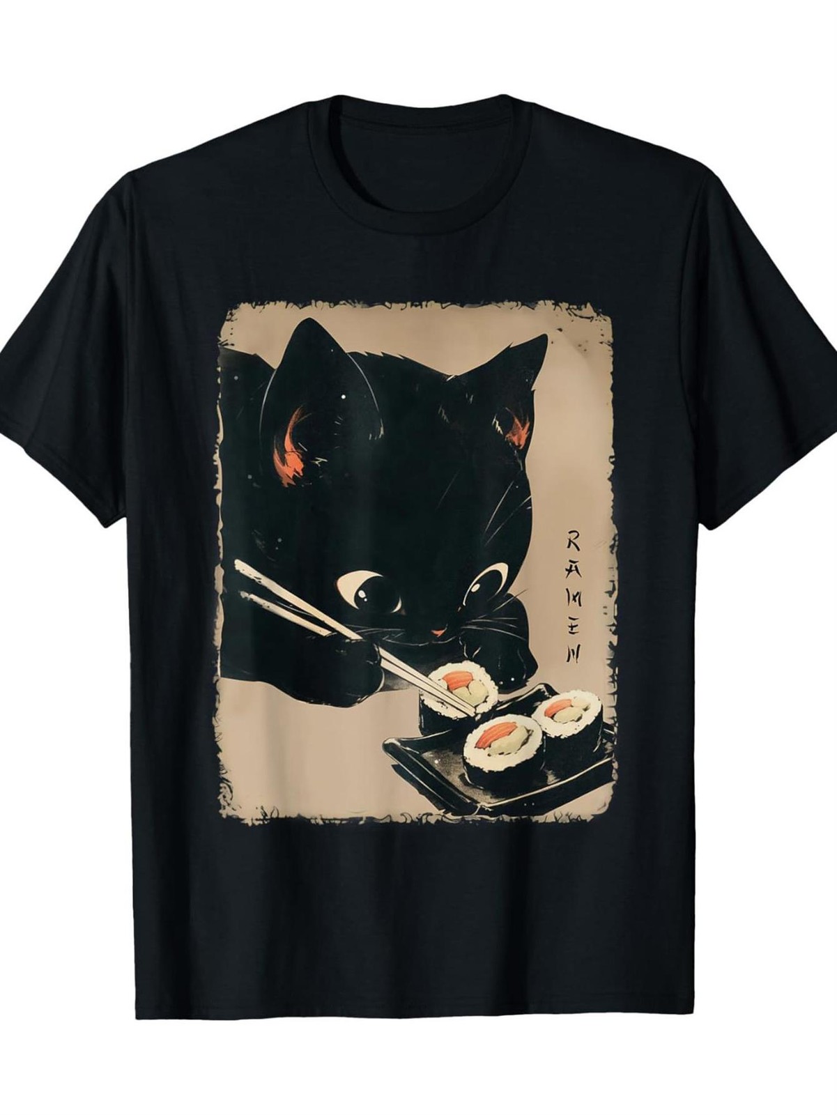Kawaii Cat Sushi Anime T-Shirt Japanese Cute Kitten Food Graphic Tee gallery