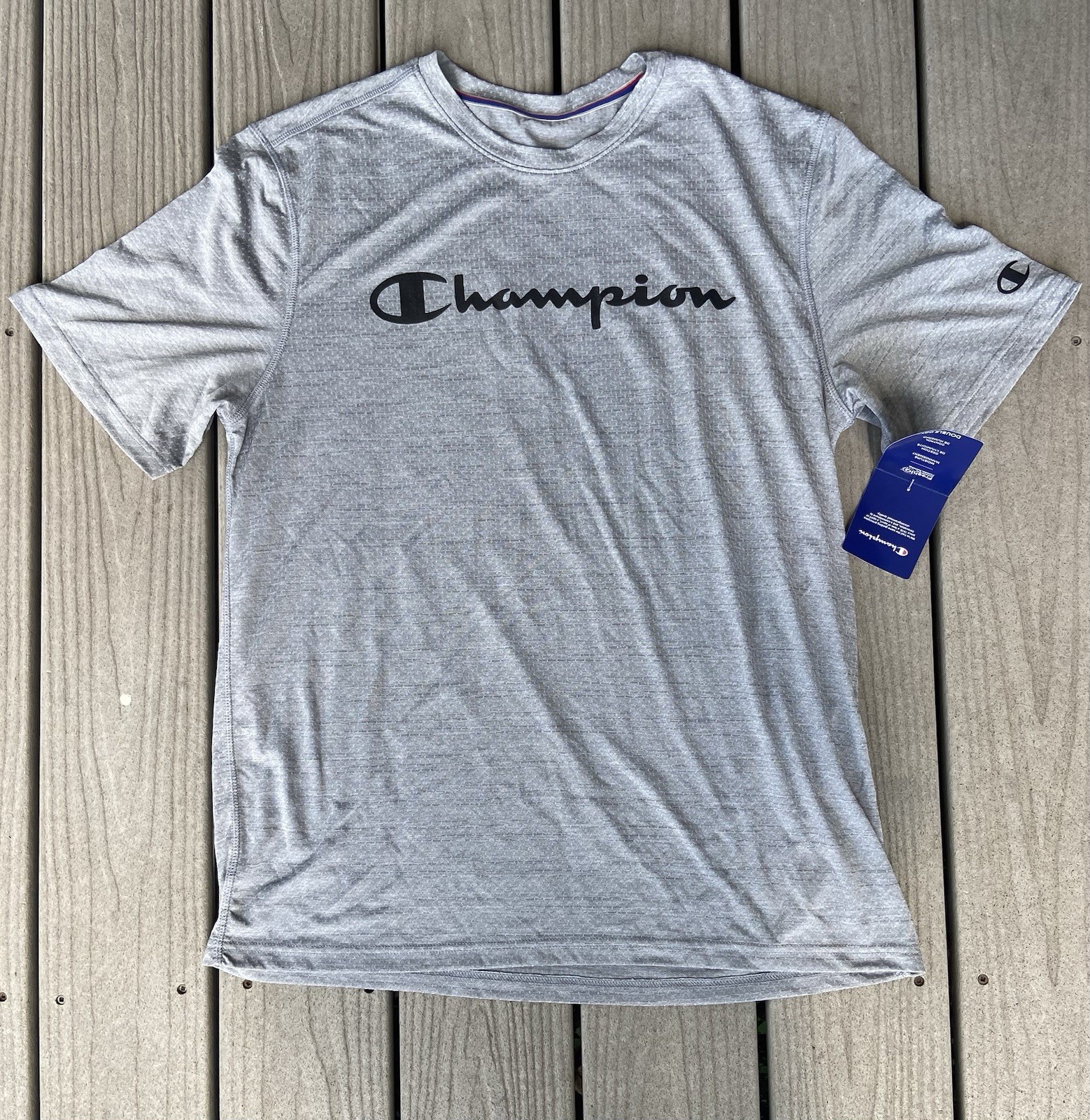 Champion Double Dry T-Shirt Mens Large Gray Athletic Logo Moisture Wicking NWT