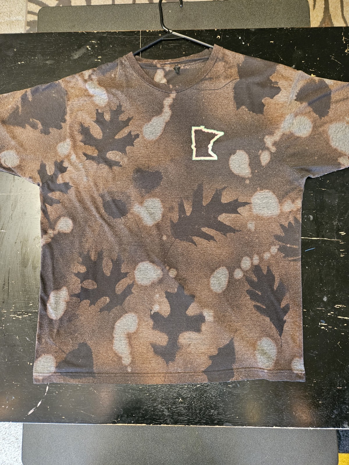 State Run Men's Brown Bleached Camo Crew Neck Short Sleeve Logo T-Shirt 2XL gallery