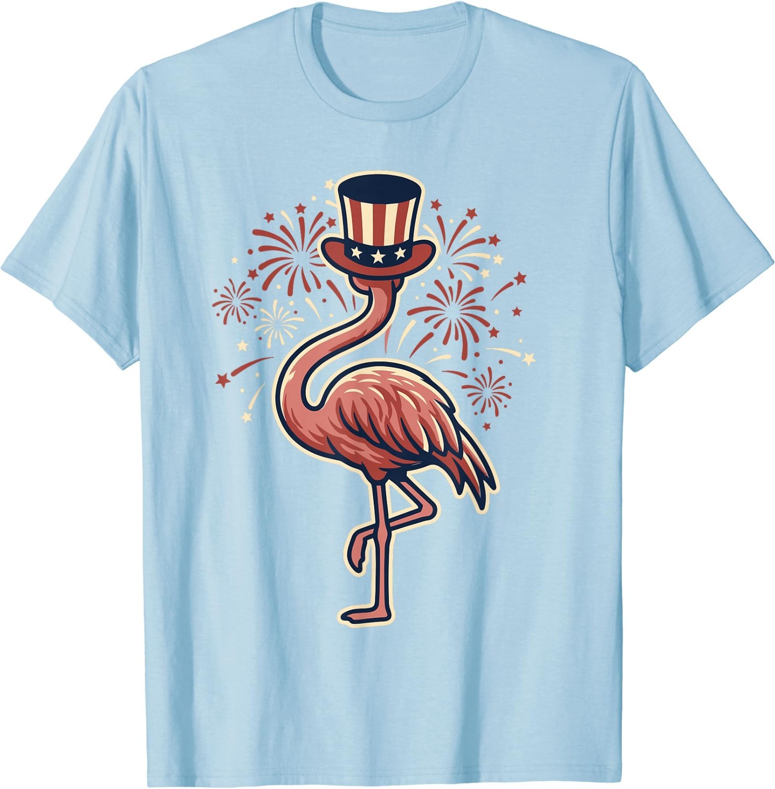4th of July Flamingo Patriotic Top Hat Funny Fireworks USA T-Shirt gallery