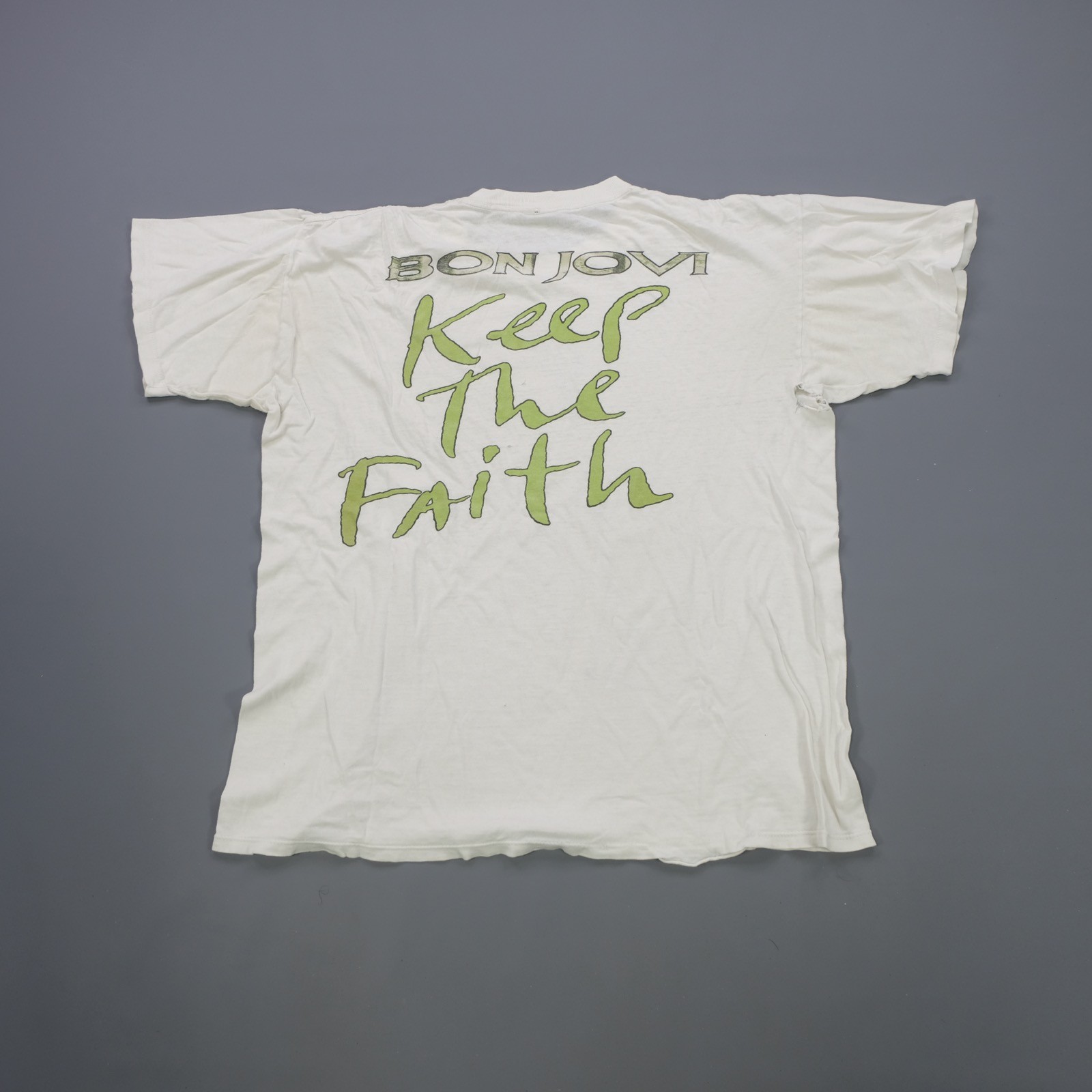 Rare VTG BROCKUM Bon Jovi Keep The Faith 1992 Album Tour T Shirt 90s White OSFA gallery