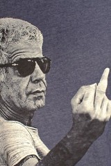 Men’s Anthony Bourdain Middle Finger Graphic T-Shirt Heather Navy Blue