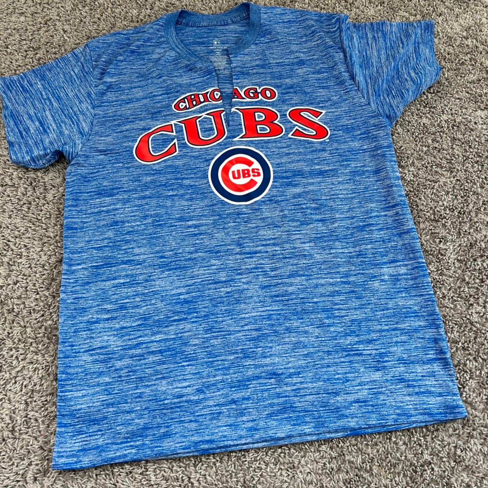 Chicago Cubs Baseball T Shirt Blue Heathered Short Sleeve Mens Large gallery