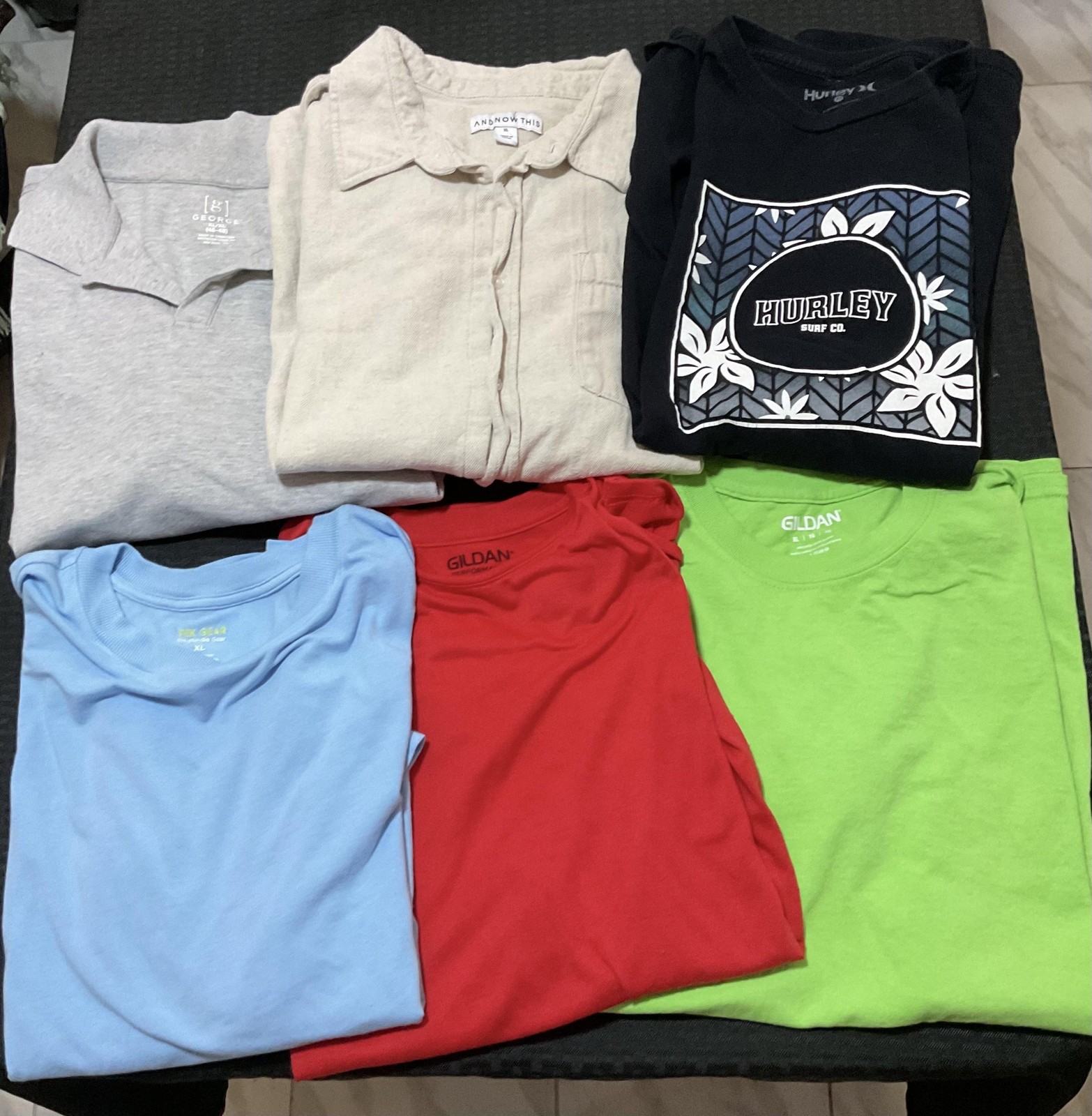 Mixed Brands Shirt Lot Of 6 Mens XL Multicolor Solid Hurley Gildan Tee Casual