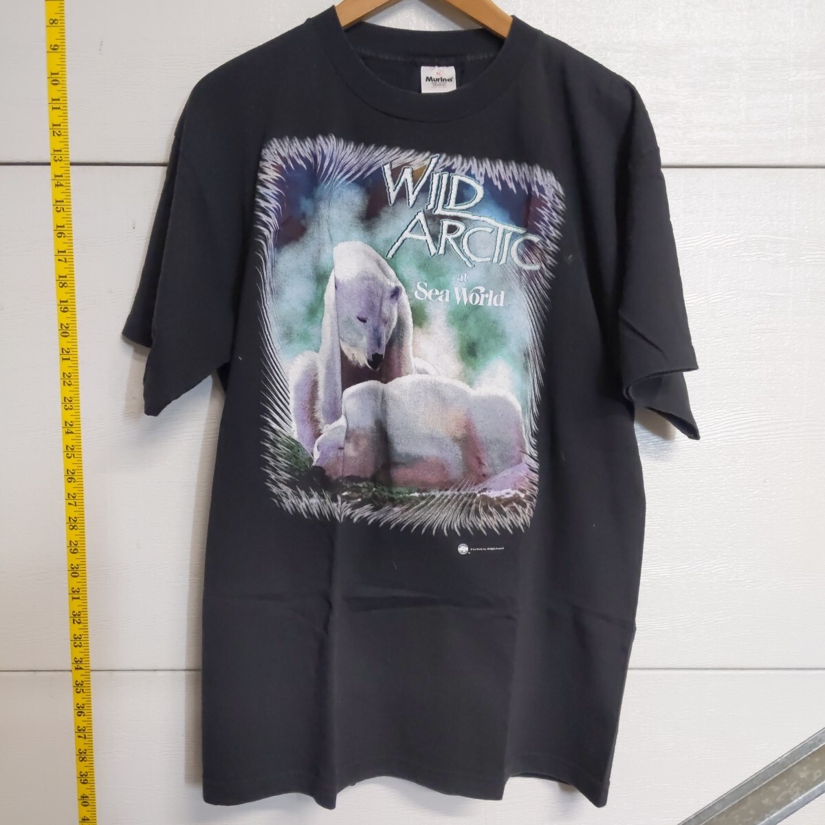 SeaWorld Wild Arctic Polar Bear Graphic Black T Shirt Made in USA XL Art Vintage gallery
