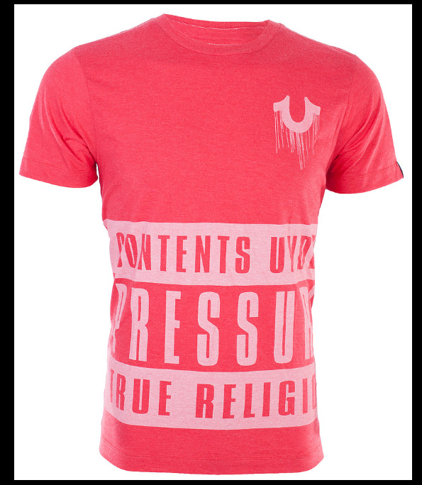 $68 TRUE RELIGION Red CONTENTS Short Sleeve Designer Graphic T-shirt NWT gallery