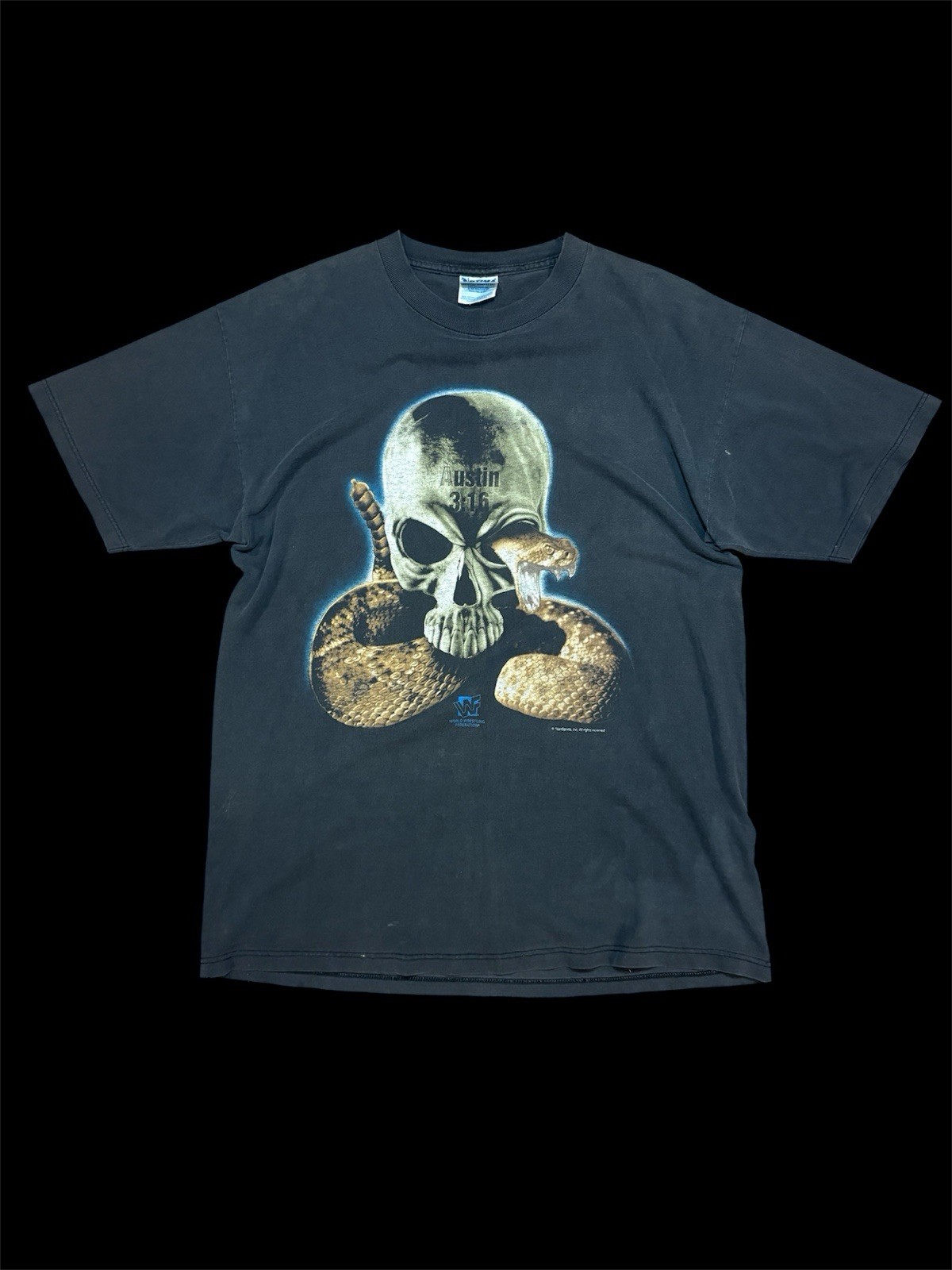 Vintage Stone Cold Steve Austin T shirt WWF Wrestling Skull Rattle Snake Size L gallery