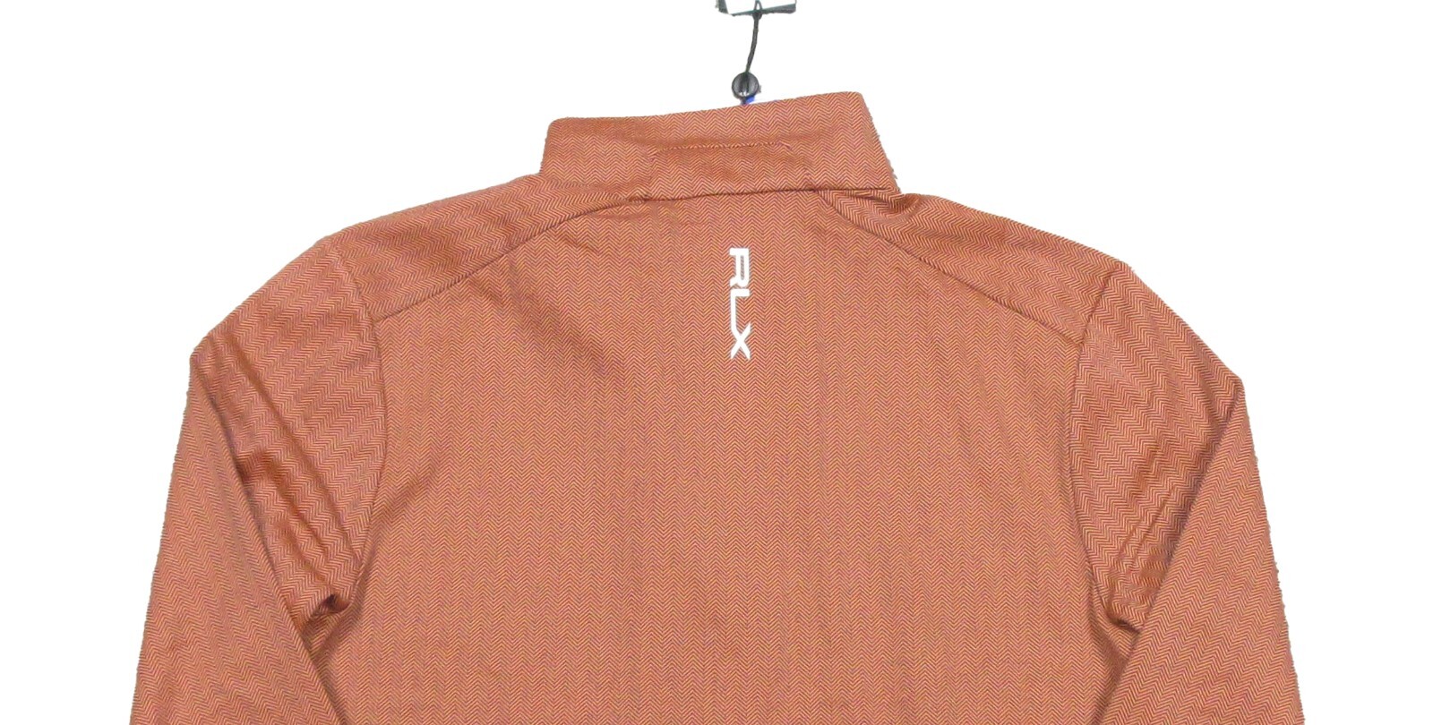 RLX Ralph Lauren Orange/Blue Herringbone 1/4 Zip Fleece Lined Pullover Shirt gallery