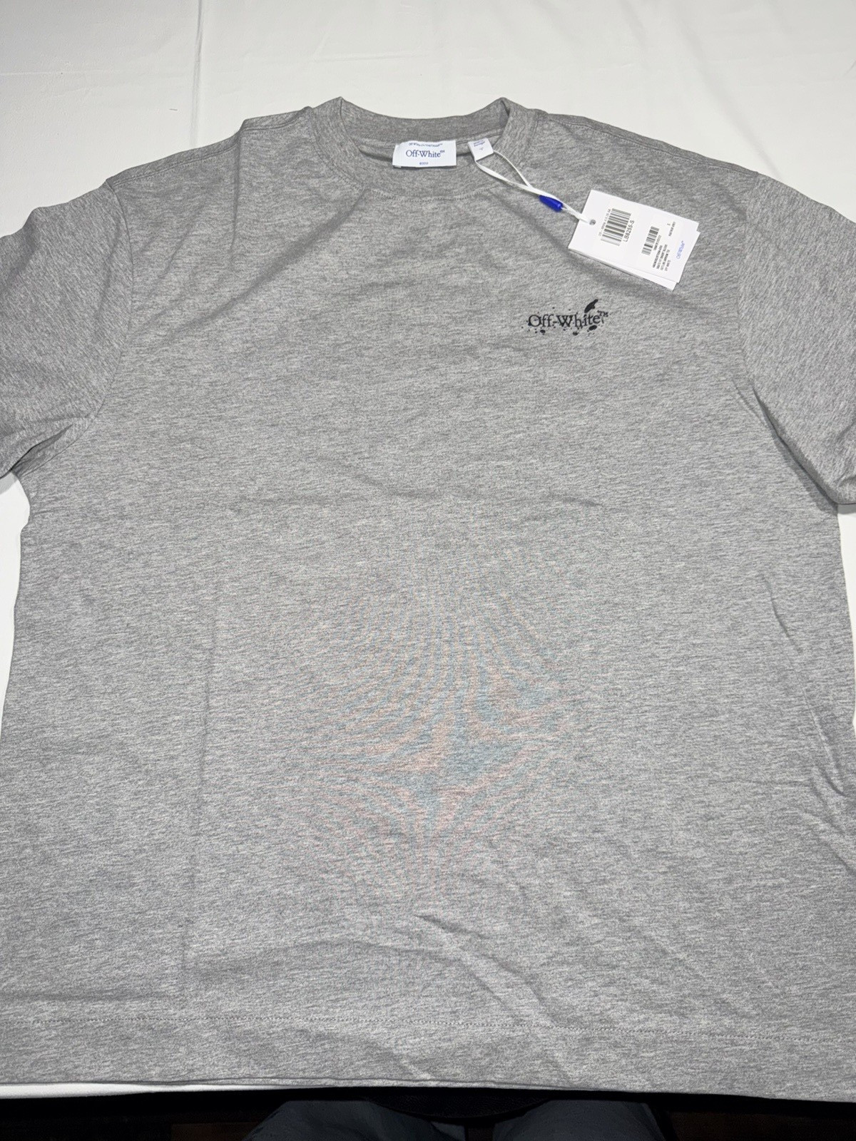 off white Men’s Gray Graphic Print Logo Crew Neck Short Sleeve T-Shirt S