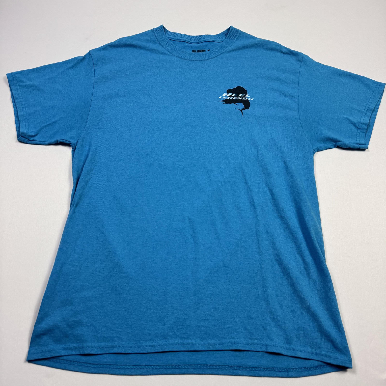Reel Legends Shirt Mens Large Blue Offshore Fishing Graphic Short Sleeve Marlin gallery