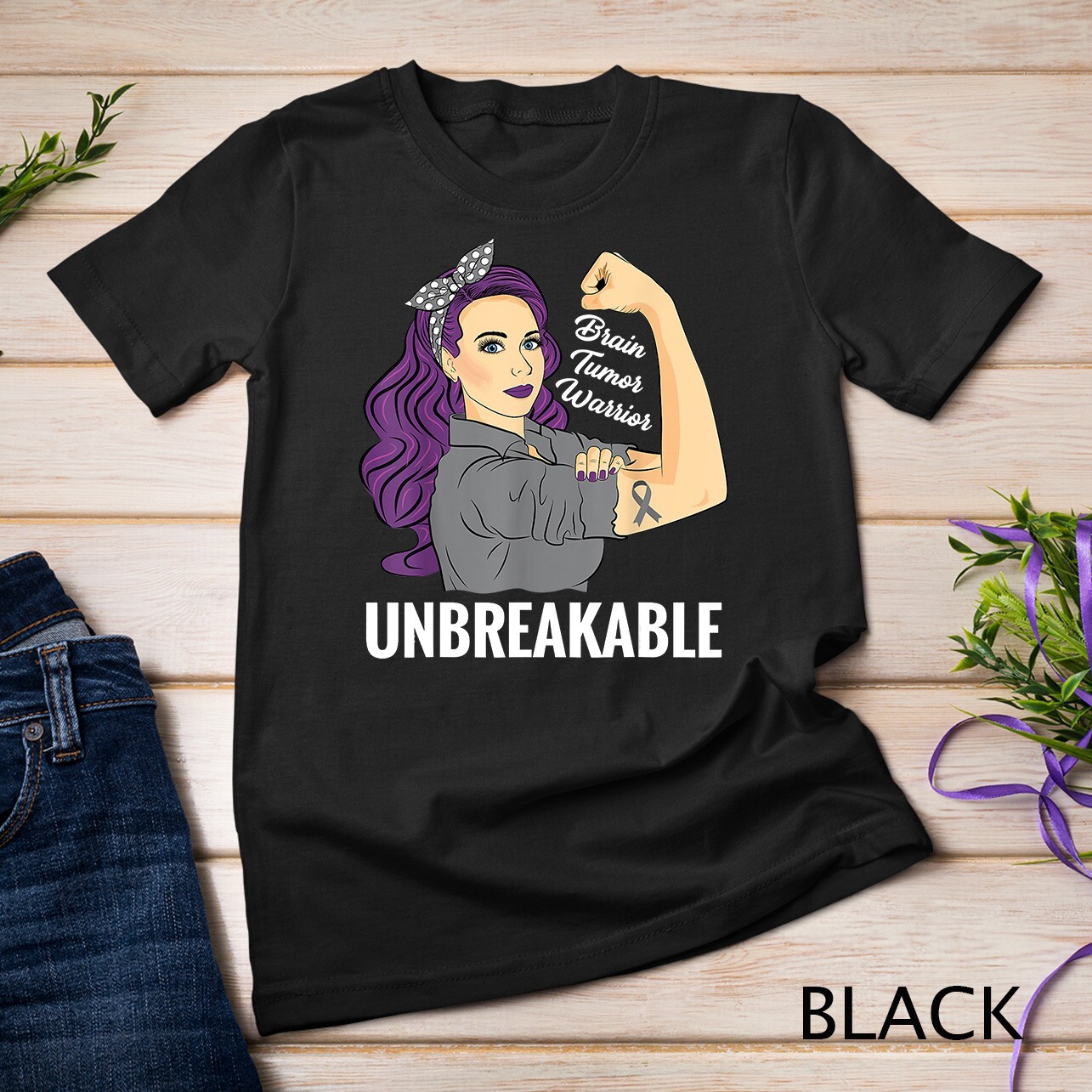 Brain Tumor Awareness Warrior Unbreakable Survivor Unisex T-shirt gallery